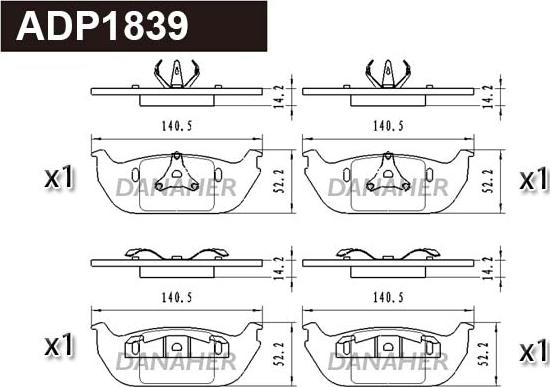 Danaher ADP1839 - Bremžu uzliku kompl., Disku bremzes ps1.lv