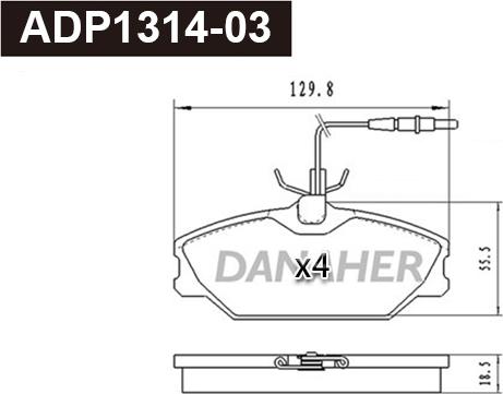 Danaher ADP1314-03 - Bremžu uzliku kompl., Disku bremzes ps1.lv