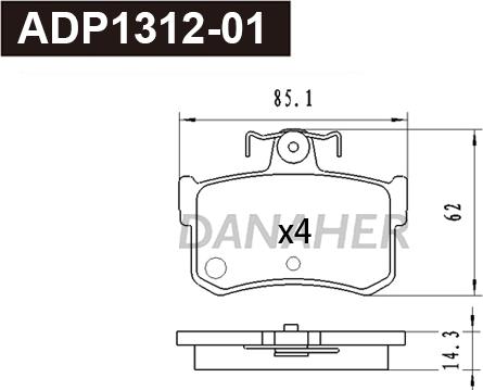 Danaher ADP1312-01 - Bremžu uzliku kompl., Disku bremzes ps1.lv