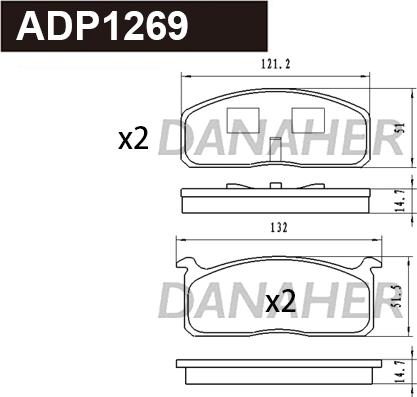 Danaher ADP1269 - Bremžu uzliku kompl., Disku bremzes ps1.lv