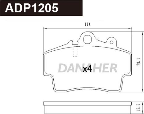 Danaher ADP1205 - Bremžu uzliku kompl., Disku bremzes ps1.lv