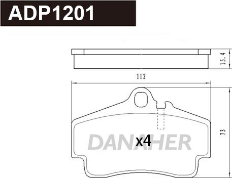 Danaher ADP1201 - Bremžu uzliku kompl., Disku bremzes ps1.lv