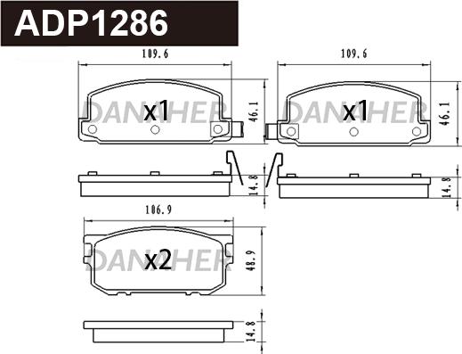 Danaher ADP1286 - Bremžu uzliku kompl., Disku bremzes ps1.lv