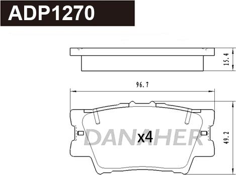 Danaher ADP1270 - Bremžu uzliku kompl., Disku bremzes ps1.lv