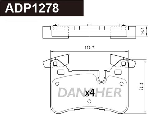 Danaher ADP1278 - Bremžu uzliku kompl., Disku bremzes ps1.lv