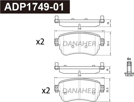 Danaher ADP1749-01 - Bremžu uzliku kompl., Disku bremzes ps1.lv