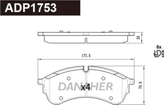 Danaher ADP1753 - Bremžu uzliku kompl., Disku bremzes ps1.lv