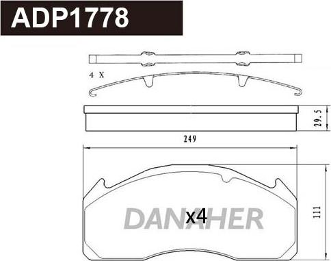 Danaher ADP1778 - Bremžu uzliku kompl., Disku bremzes ps1.lv