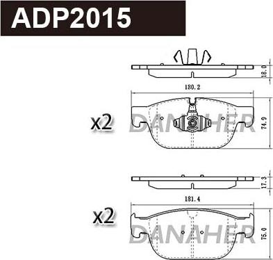 Danaher ADP2015 - Bremžu uzliku kompl., Disku bremzes ps1.lv