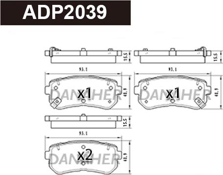 Danaher ADP2039 - Bremžu uzliku kompl., Disku bremzes ps1.lv