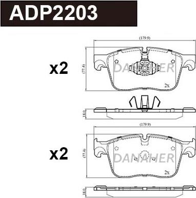 Danaher ADP2203 - Bremžu uzliku kompl., Disku bremzes ps1.lv