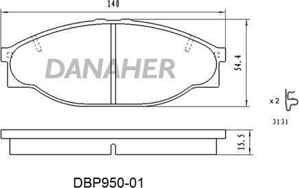 Danaher DBP950-01 - Bremžu uzliku kompl., Disku bremzes ps1.lv