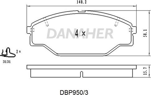 Danaher DBP950/3 - Bremžu uzliku kompl., Disku bremzes ps1.lv