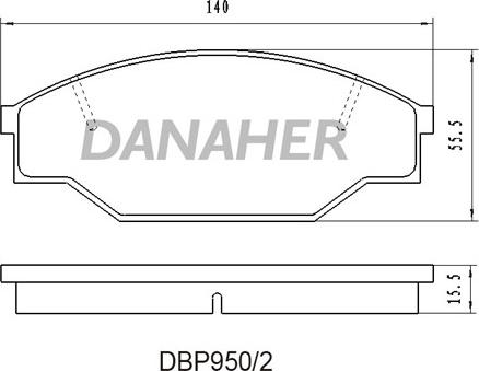 Danaher DBP950/2 - Bremžu uzliku kompl., Disku bremzes ps1.lv