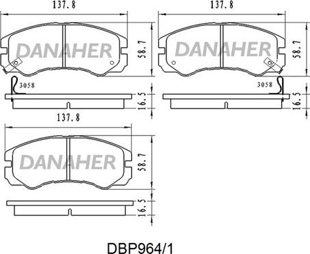 Danaher DBP964/1 - Bremžu uzliku kompl., Disku bremzes ps1.lv