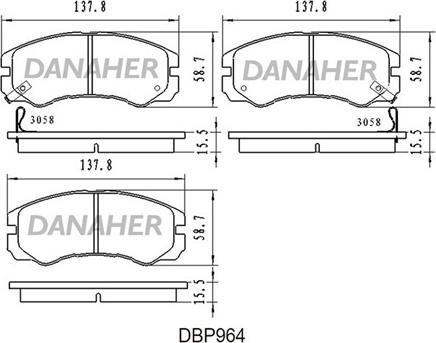 Danaher DBP964 - Bremžu uzliku kompl., Disku bremzes ps1.lv