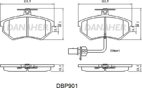 Danaher DBP901 - Bremžu uzliku kompl., Disku bremzes ps1.lv