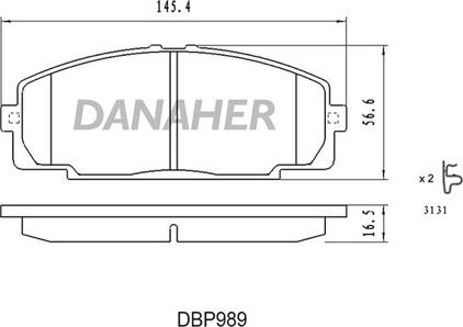 Danaher DBP989 - Bremžu uzliku kompl., Disku bremzes ps1.lv