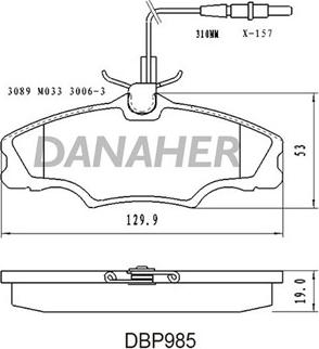 Danaher DBP985 - Bremžu uzliku kompl., Disku bremzes ps1.lv