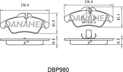 Danaher DBP980 - Bremžu uzliku kompl., Disku bremzes ps1.lv