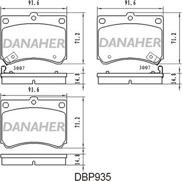 Danaher DBP935 - Bremžu uzliku kompl., Disku bremzes ps1.lv