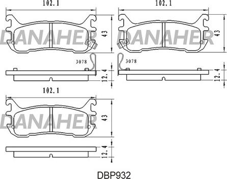 Danaher DBP932 - Bremžu uzliku kompl., Disku bremzes ps1.lv