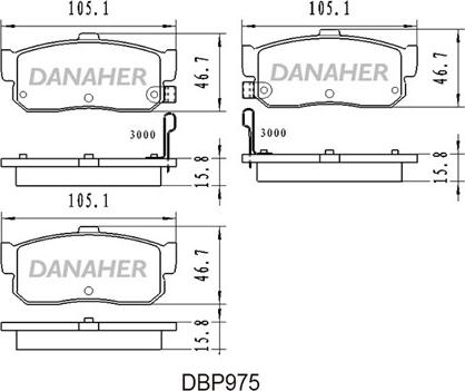 Danaher DBP975 - Bremžu uzliku kompl., Disku bremzes ps1.lv