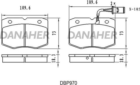 Danaher DBP970 - Bremžu uzliku kompl., Disku bremzes ps1.lv