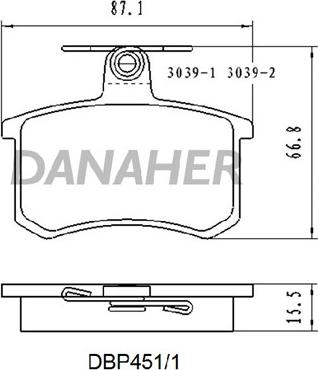 Danaher DBP451/1 - Bremžu uzliku kompl., Disku bremzes ps1.lv