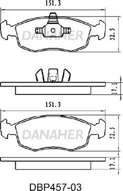 Danaher DBP457-03 - Bremžu uzliku kompl., Disku bremzes ps1.lv