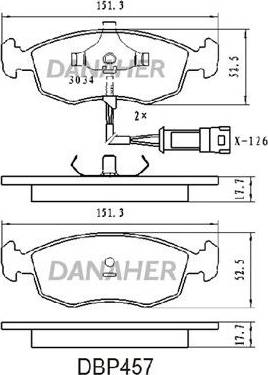 Danaher DBP457 - Bremžu uzliku kompl., Disku bremzes ps1.lv