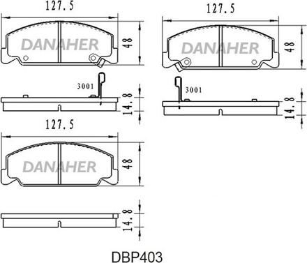 Danaher DBP403 - Bremžu uzliku kompl., Disku bremzes ps1.lv