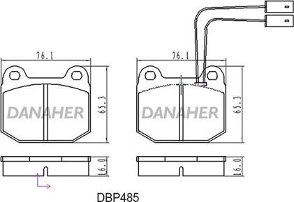 Danaher DBP485 - Bremžu uzliku kompl., Disku bremzes ps1.lv