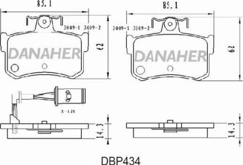 Danaher DBP434 - Bremžu uzliku kompl., Disku bremzes ps1.lv