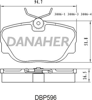 Danaher DBP596 - Bremžu uzliku kompl., Disku bremzes ps1.lv