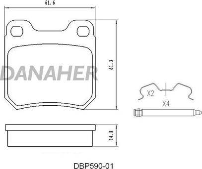 Danaher DBP590-01 - Bremžu uzliku kompl., Disku bremzes ps1.lv