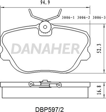 Danaher DBP597/2 - Bremžu uzliku kompl., Disku bremzes ps1.lv