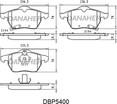 Danaher DBP5400 - Bremžu uzliku kompl., Disku bremzes ps1.lv