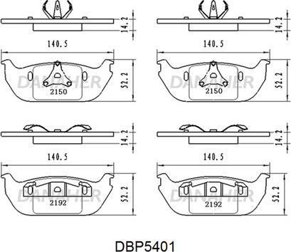 Danaher DBP5401 - Bremžu uzliku kompl., Disku bremzes ps1.lv