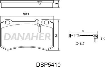 Danaher DBP5410 - Bremžu uzliku kompl., Disku bremzes ps1.lv