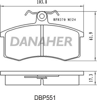 Danaher DBP551 - Bremžu uzliku kompl., Disku bremzes ps1.lv