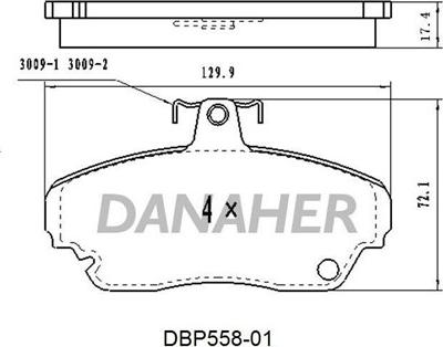 Danaher DBP558-01 - Bremžu uzliku kompl., Disku bremzes ps1.lv