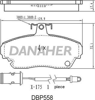 Danaher DBP558 - Bremžu uzliku kompl., Disku bremzes ps1.lv