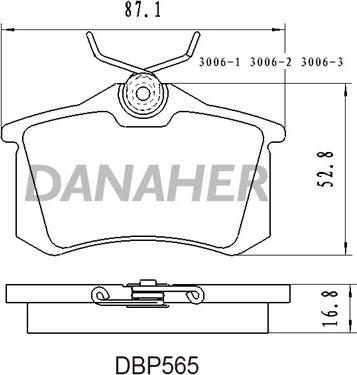 Danaher DBP565 - Bremžu uzliku kompl., Disku bremzes ps1.lv