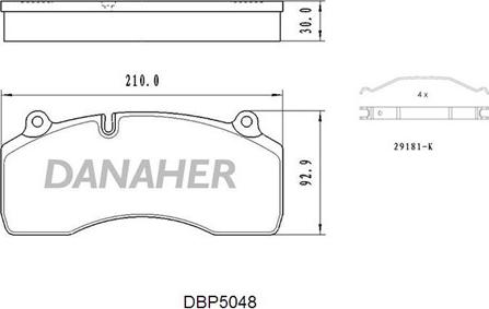 Danaher DBP5048 - Bremžu uzliku kompl., Disku bremzes ps1.lv