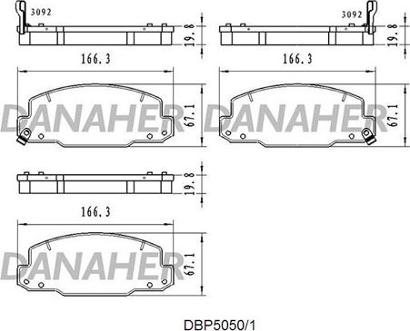 Danaher DBP5050/1 - Bremžu uzliku kompl., Disku bremzes ps1.lv