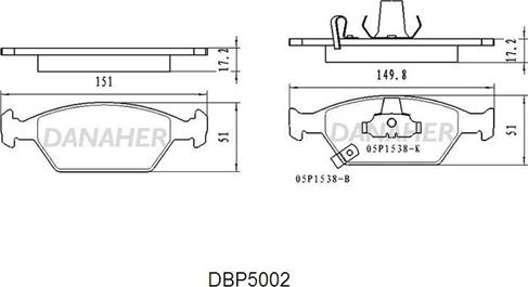 Danaher DBP5002 - Bremžu uzliku kompl., Disku bremzes ps1.lv