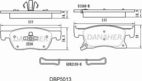 Danaher DBP5013 - Bremžu uzliku kompl., Disku bremzes ps1.lv