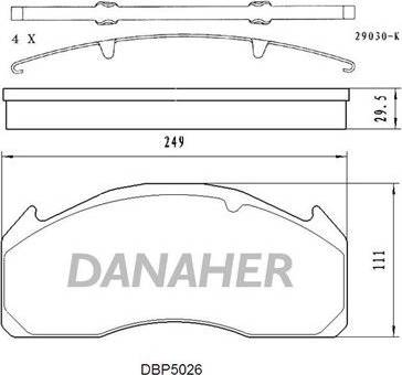 Danaher DBP5026 - Bremžu uzliku kompl., Disku bremzes ps1.lv