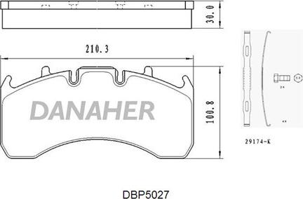 Danaher DBP5027 - Bremžu uzliku kompl., Disku bremzes ps1.lv